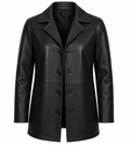 RASHA Notched Collar Leather Car Coat
