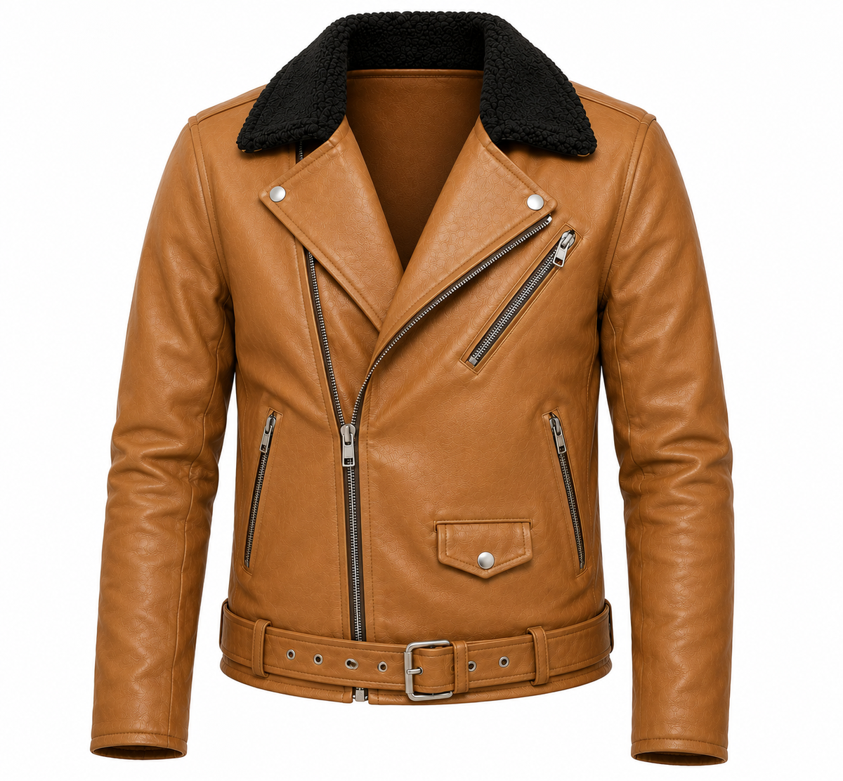 RASHA Collar Leather Biker Jacket