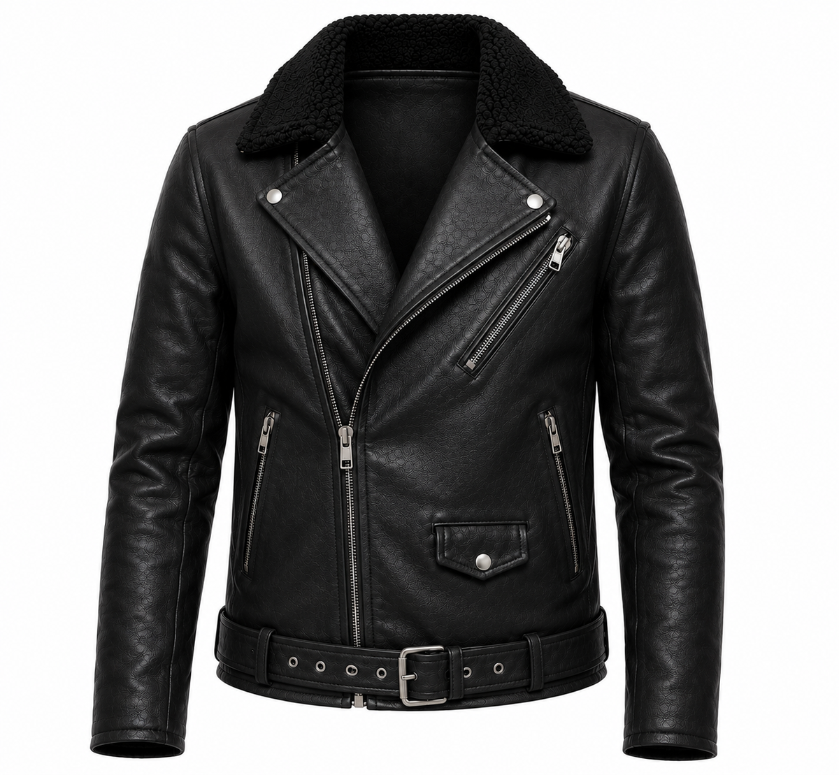 RASHA Collar Leather Biker Jacket