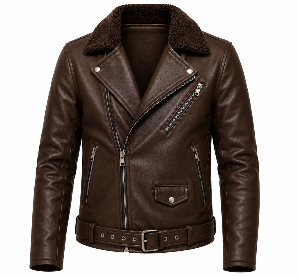 RASHA Collar Leather Biker Jacket