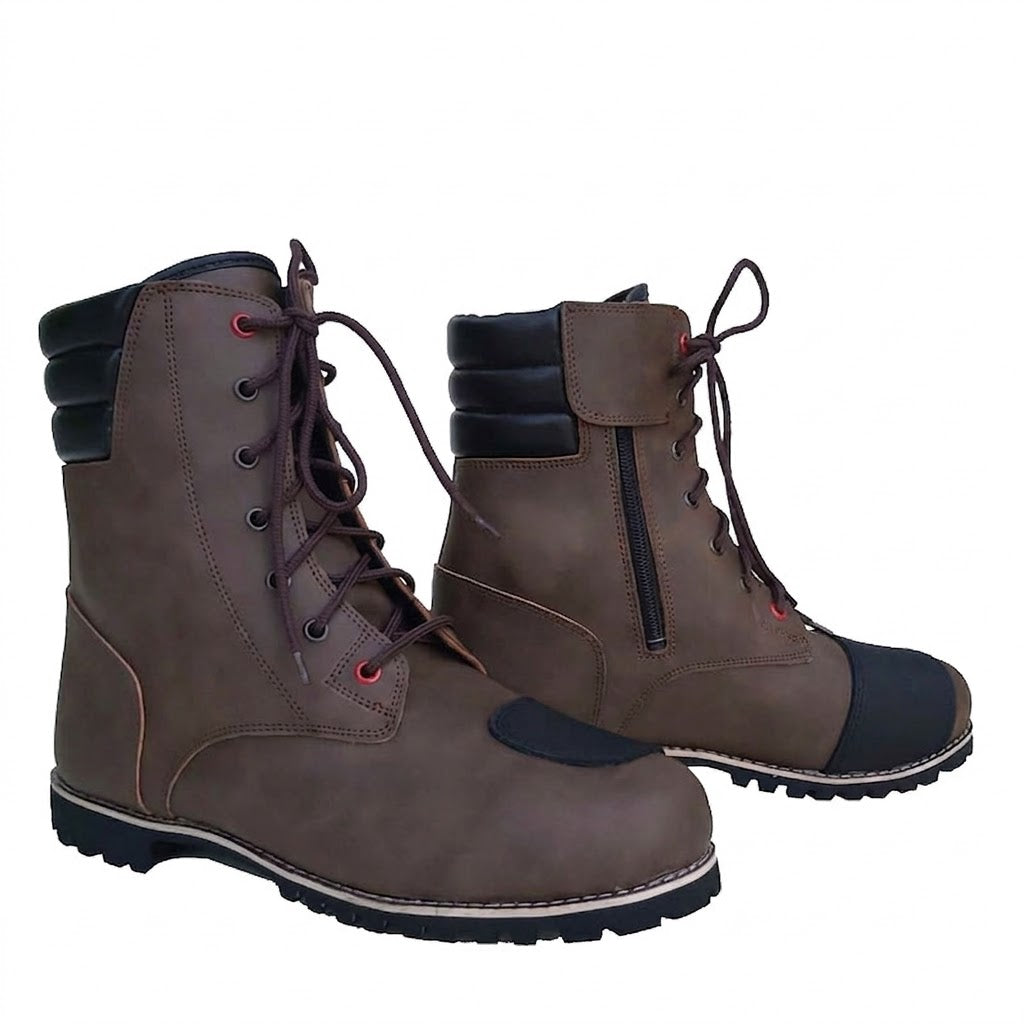 Heritage Lace-Up Leather Boots – Brown/Black Toe
