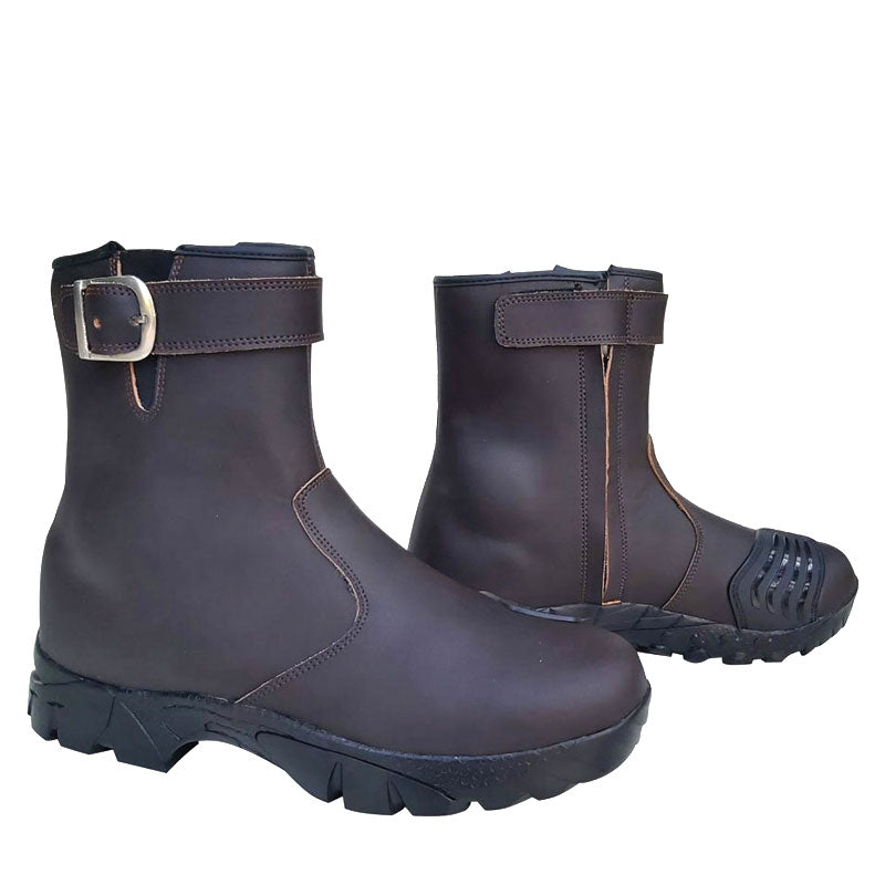Heritage Buckle Leather Boots – Dark Brown