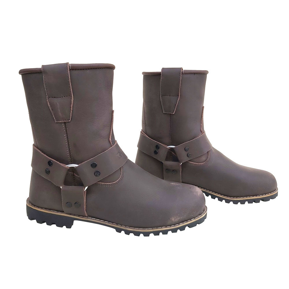 Classic Harness Biker Boots – Brown