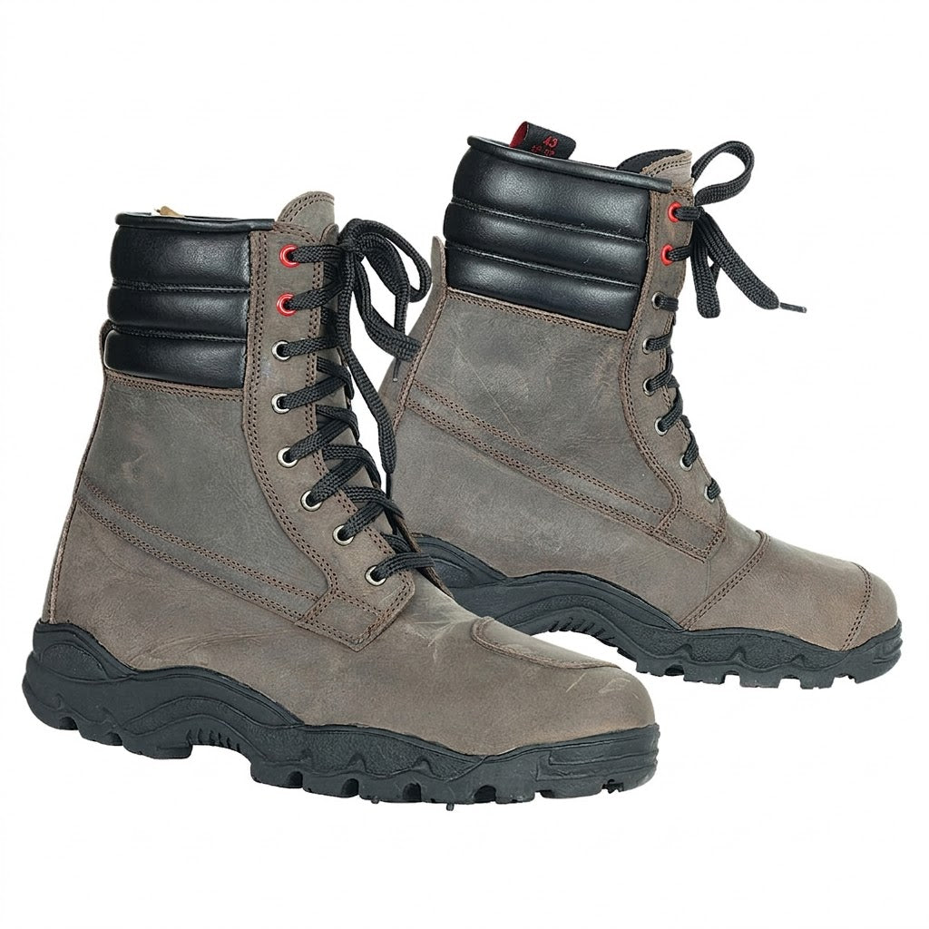 Heritage Lace-Up Leather Boots – Grey/Brown