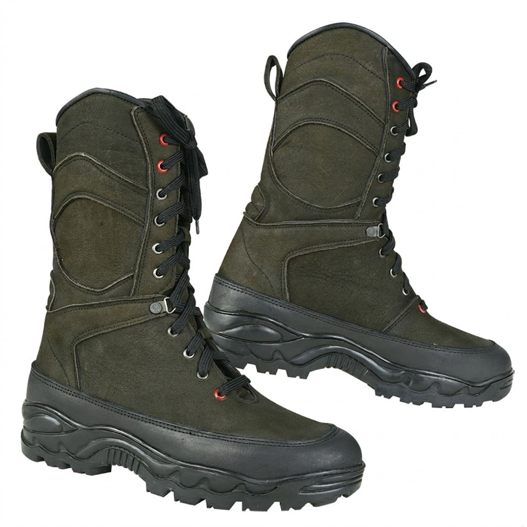 Trail Lace-Up Leather Boots – Olive Green