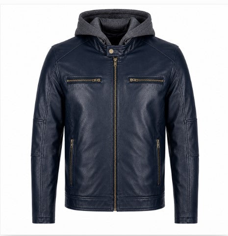 Rasha Hooded Leather Moto Jacket