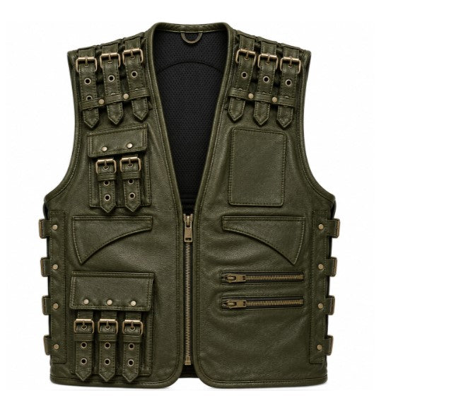 Buckle Strap Leather Tactical Vest