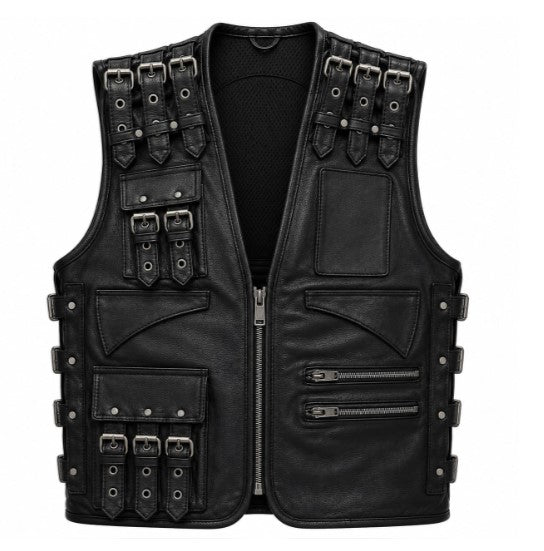Buckle Strap Leather Tactical Vest