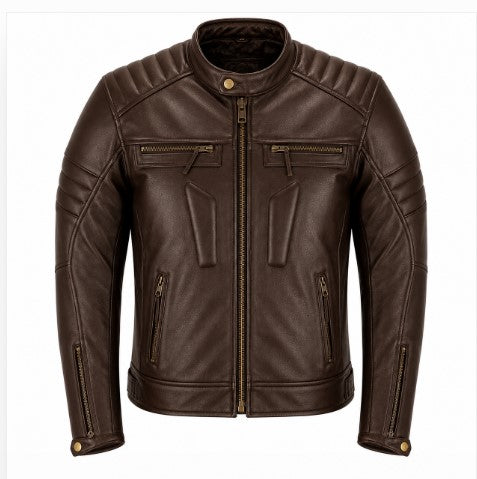 Rasha Quilted Panel Leather Biker Jacket