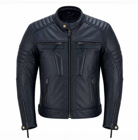 Rasha Quilted Panel Leather Biker Jacket
