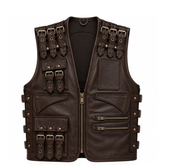 Buckle Strap Leather Tactical Vest
