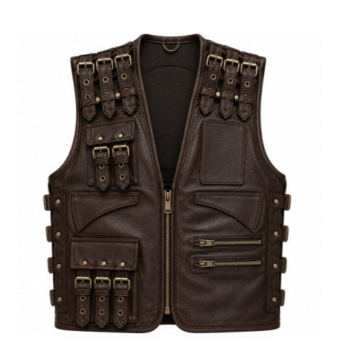 Buckle Strap Leather Tactical Vest