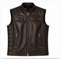 Classic Zip-Pocket Leather Moto Vest