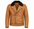 RASHA Shearling-Collar Biker Jacket