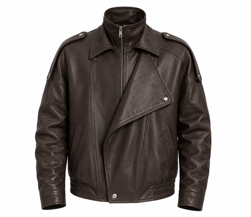 RASHA Oversized Leather Biker Jacket