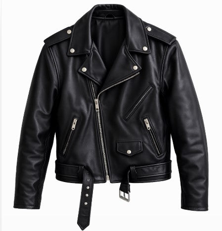 Rasha Classic Belted Leather Motorcycle Jacket