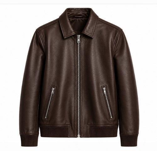 RASHA Classic Collar Leather Jacket