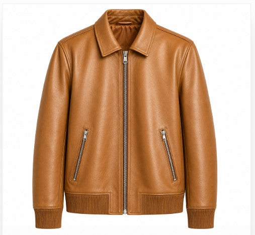 RASHA Classic Collar Leather Jacket