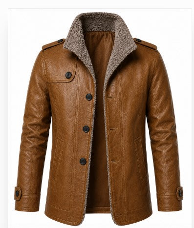 RASHA Shearling-Lined Leather Coat