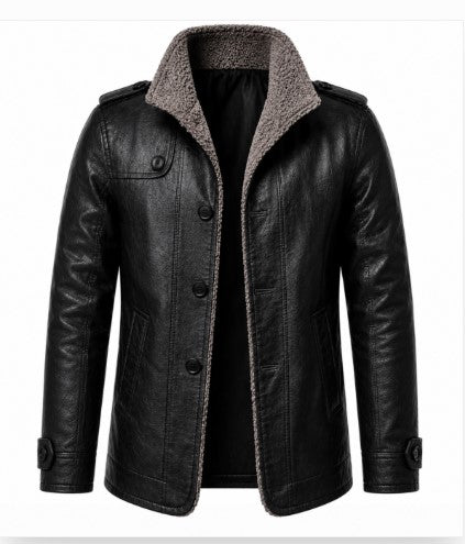 RASHA Shearling-Lined Leather Coat