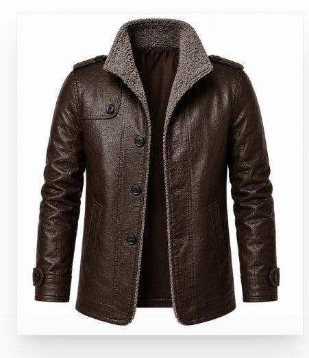 RASHA Shearling-Lined Leather Coat