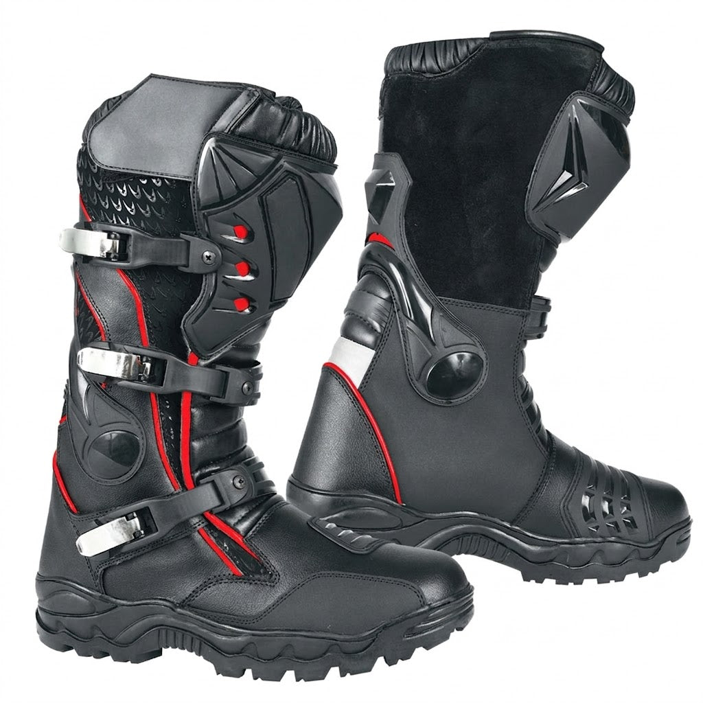 Adventure Off-Road Motocross Boots – Black/Red Classic