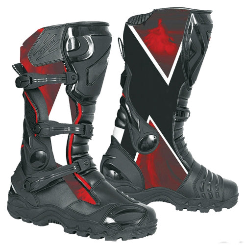 Adventure Off-Road Motocross Boots – Black/Red Flame