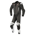 One-Piece Leather Racing Suit - Black/White