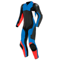 One-Piece Leather Racing Suit - Navy/Orange