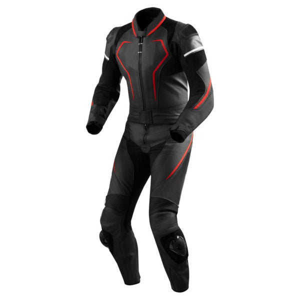 One-Piece Leather Racing Suit - Black/Red