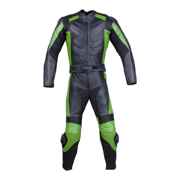 Two-Piece Leather Racing Suit - Black/Green