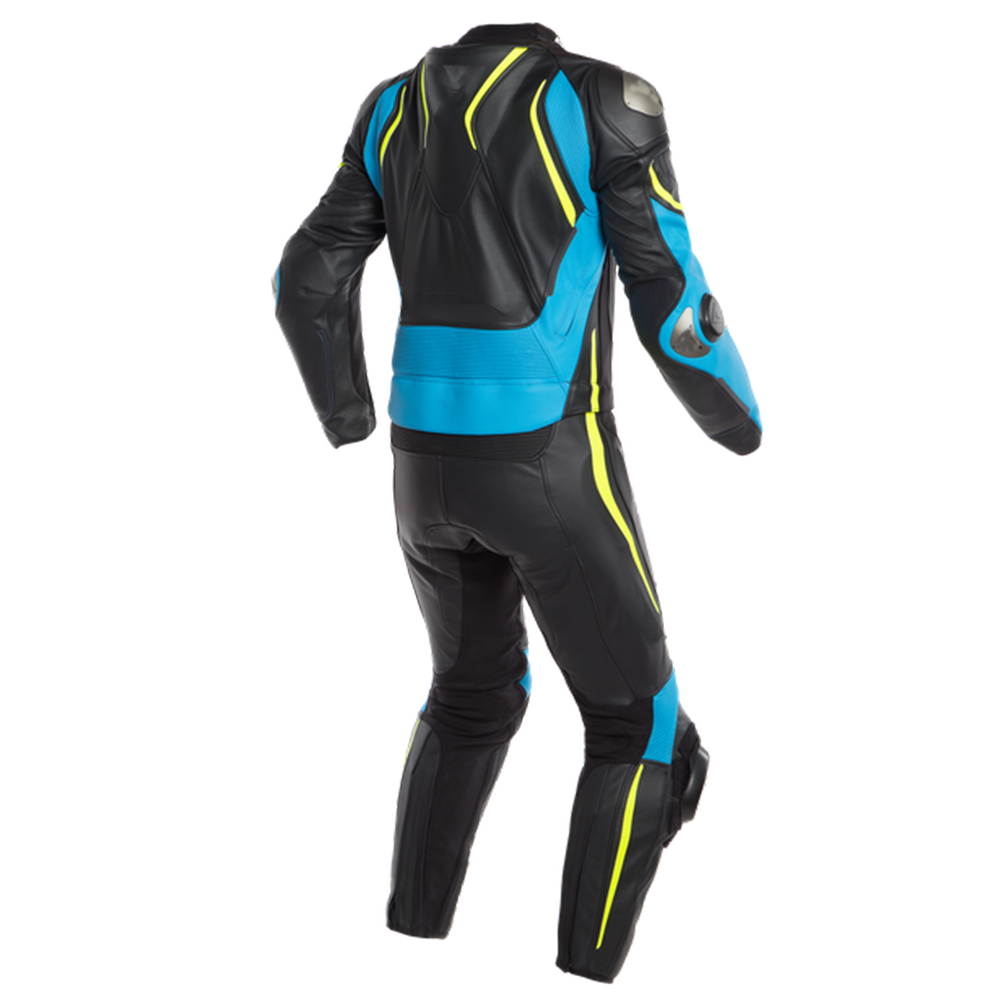 One-Piece Leather Racing Suit - Blue/black