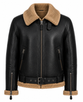 RASHA Belted Shearling Aviator Jacket