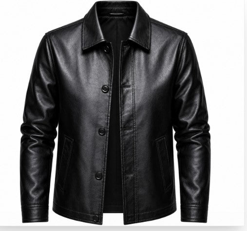 RASHA Button-Front Leather Shirt Jacket