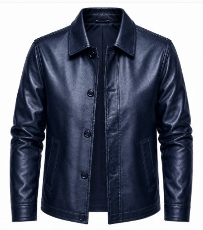 RASHA Button-Front Leather Shirt Jacket
