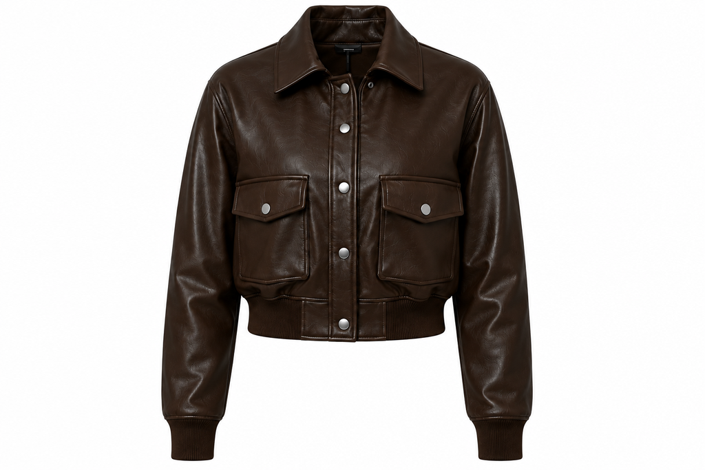 The Aviator Crop – women's cropped aviation-inspired leather jacket with wide notched lapel