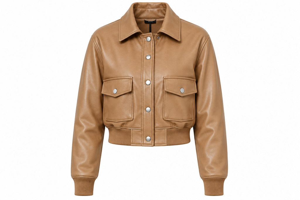 The Aviator Crop – women's cropped aviation-inspired leather jacket with wide notched lapel