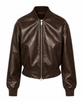 The Cropped Bomber – women's ribbed collar bomber jacket in buttery-smooth faux leather