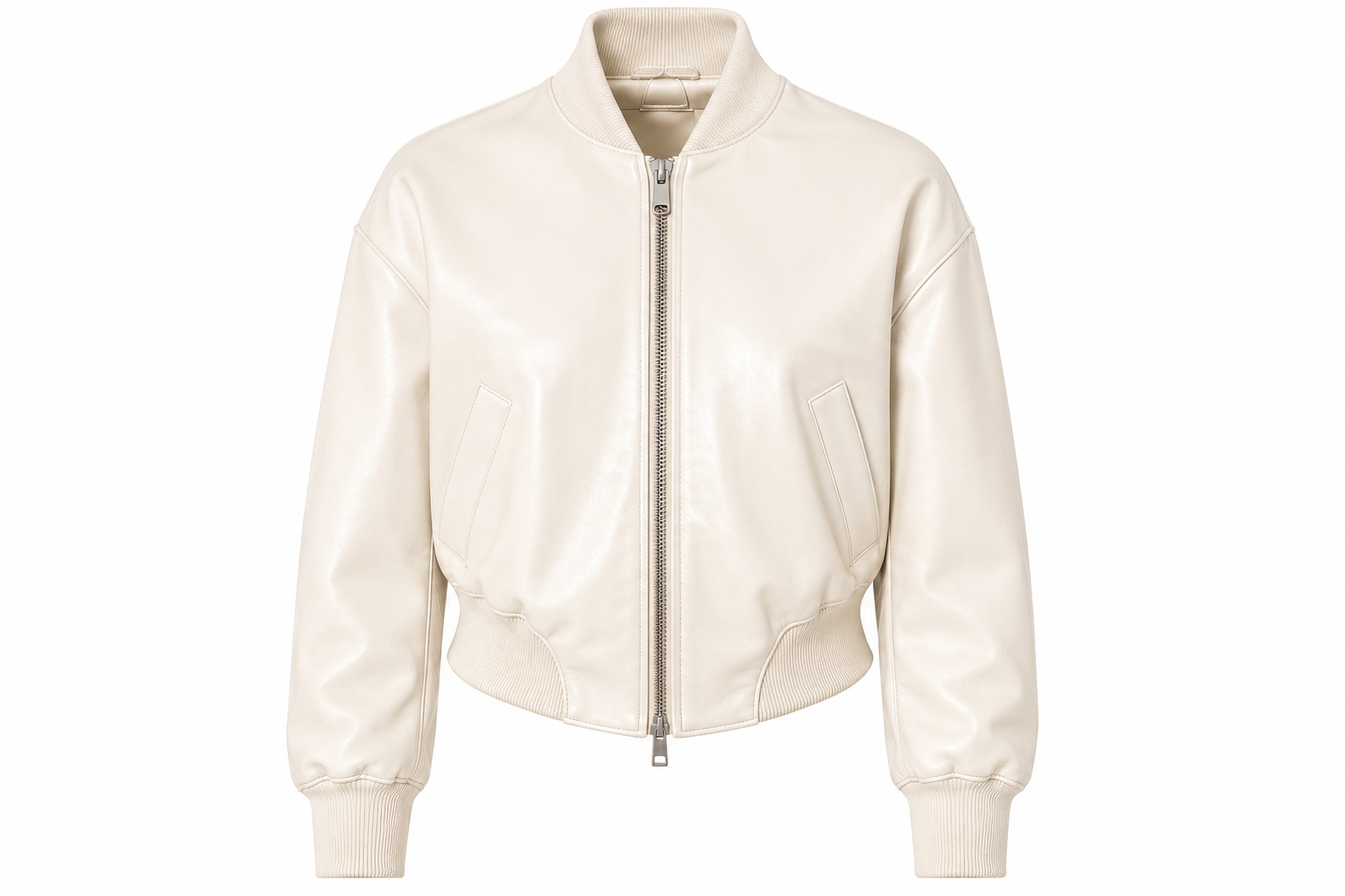 The Cropped Bomber – women's ribbed collar bomber jacket in buttery-smooth faux leather