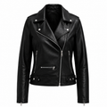 The Edge – women's slim biker jacket with notched lapel, snap buttons and zip cuffs