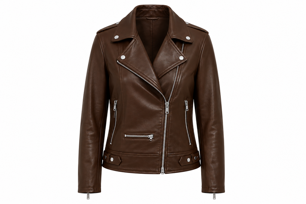 The Edge – women's slim biker jacket with notched lapel, snap buttons and zip cuffs