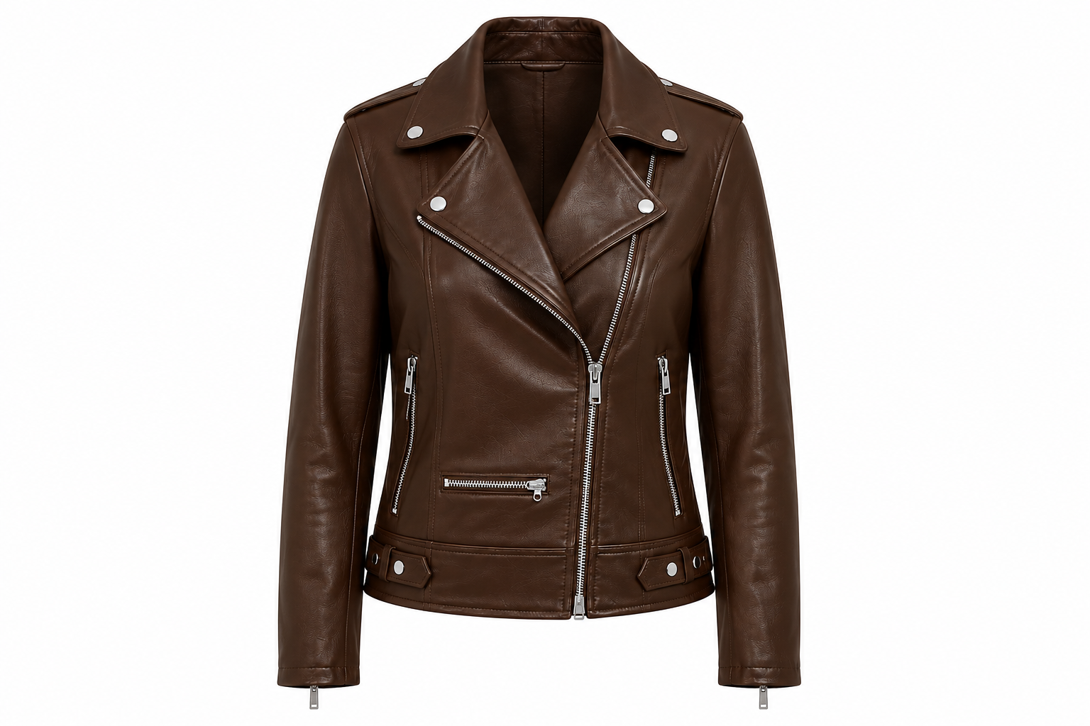 The Edge – women's slim biker jacket with notched lapel, snap buttons and zip cuffs