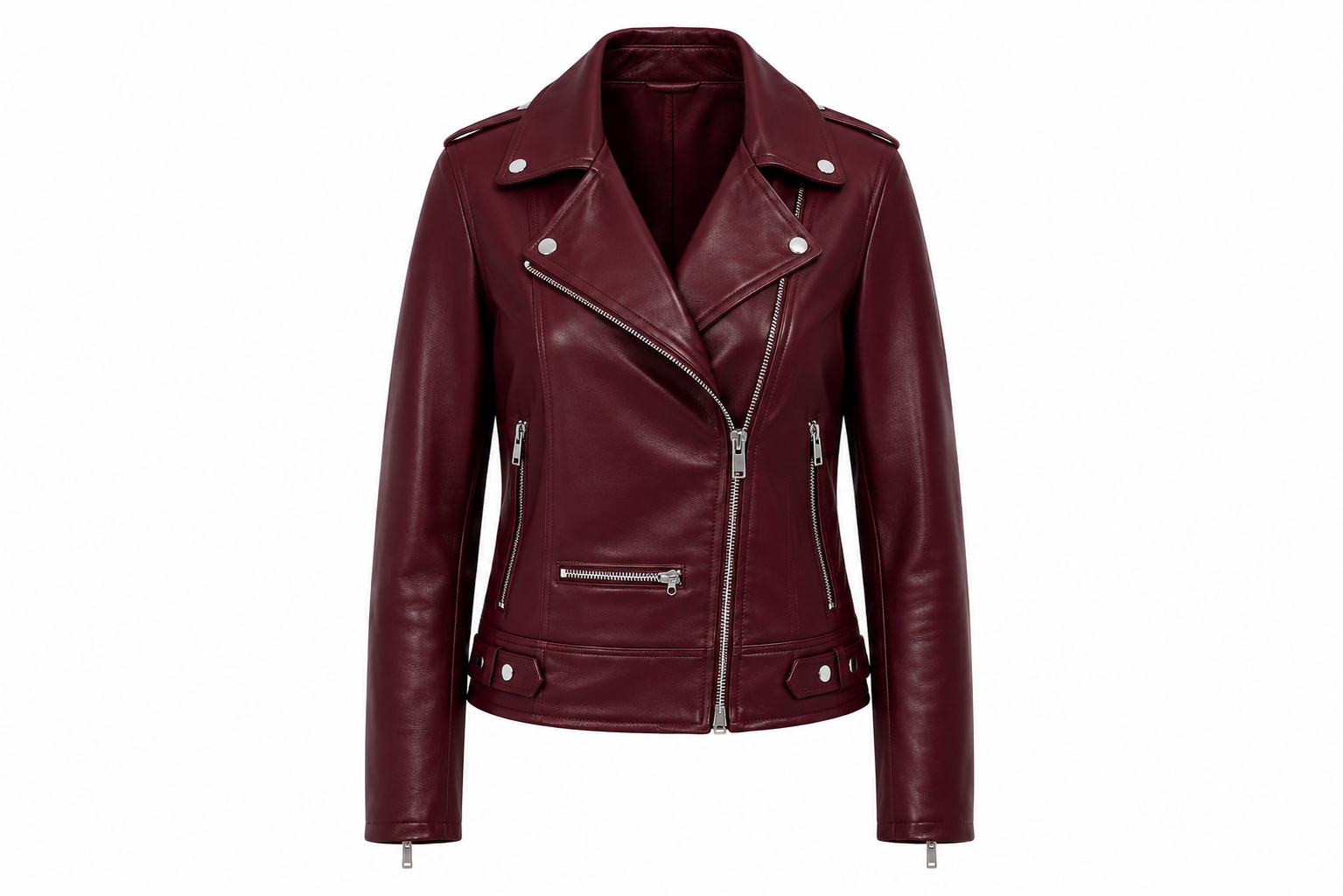 The Edge – women's slim biker jacket with notched lapel, snap buttons and zip cuffs