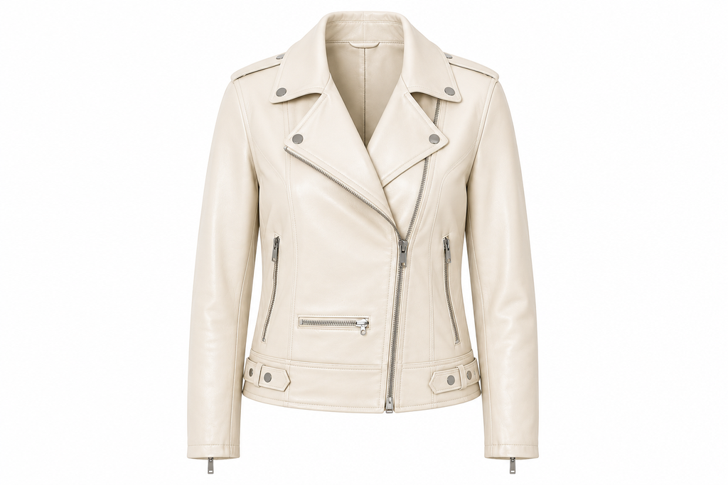 The Edge – women's slim biker jacket with notched lapel, snap buttons and zip cuffs
