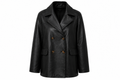 The Peacoat – women's double-breasted leather peacoat with oversized notched lapel and flap pockets