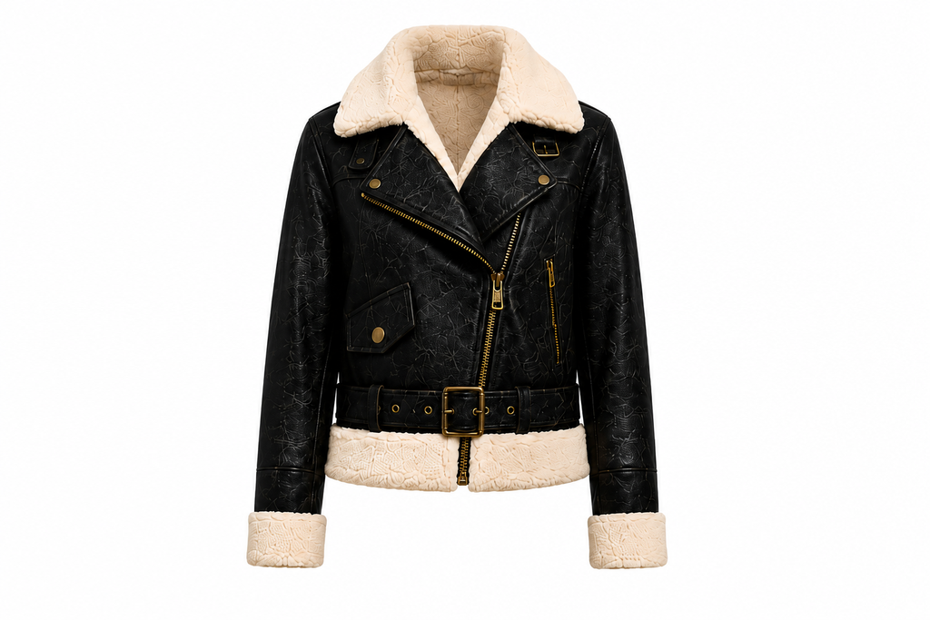 The Sherpa Bomber – women's retro bomber jacket with soft sherpa collar and ribbed cuffs