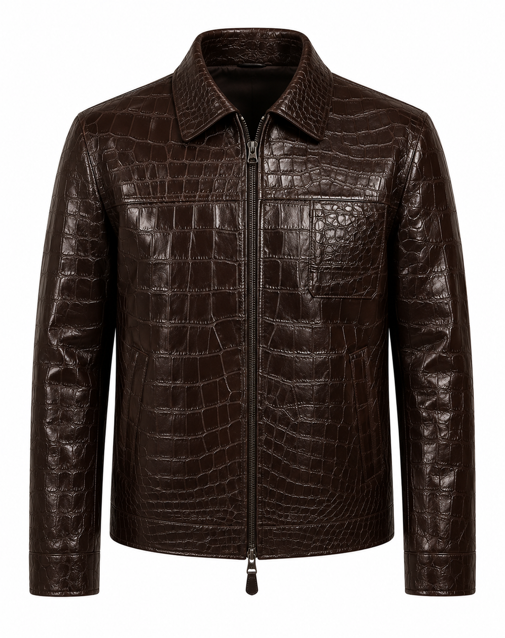 RASHA Croc-Embossed Leather Jacket