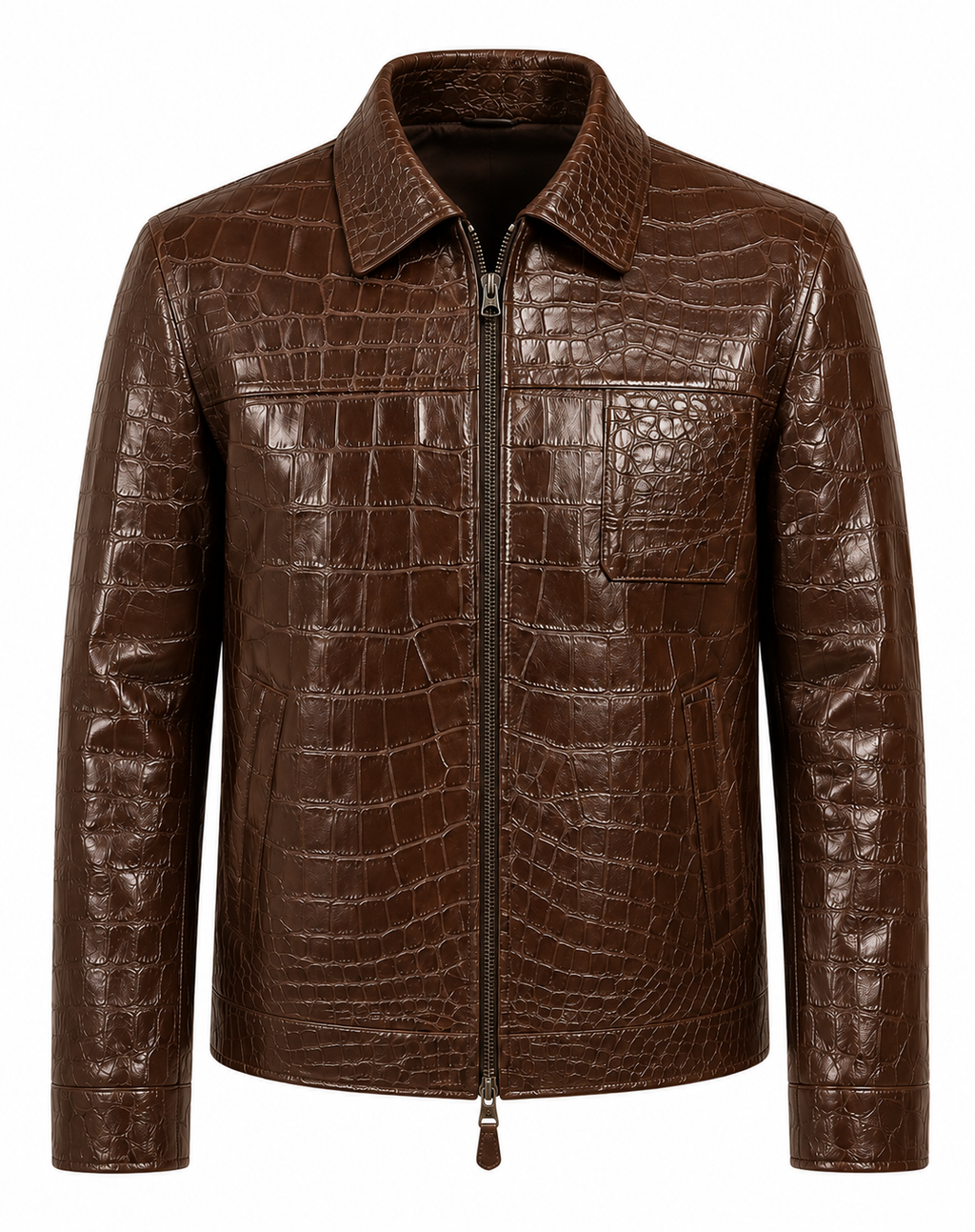 RASHA Croc-Embossed Leather Jacket