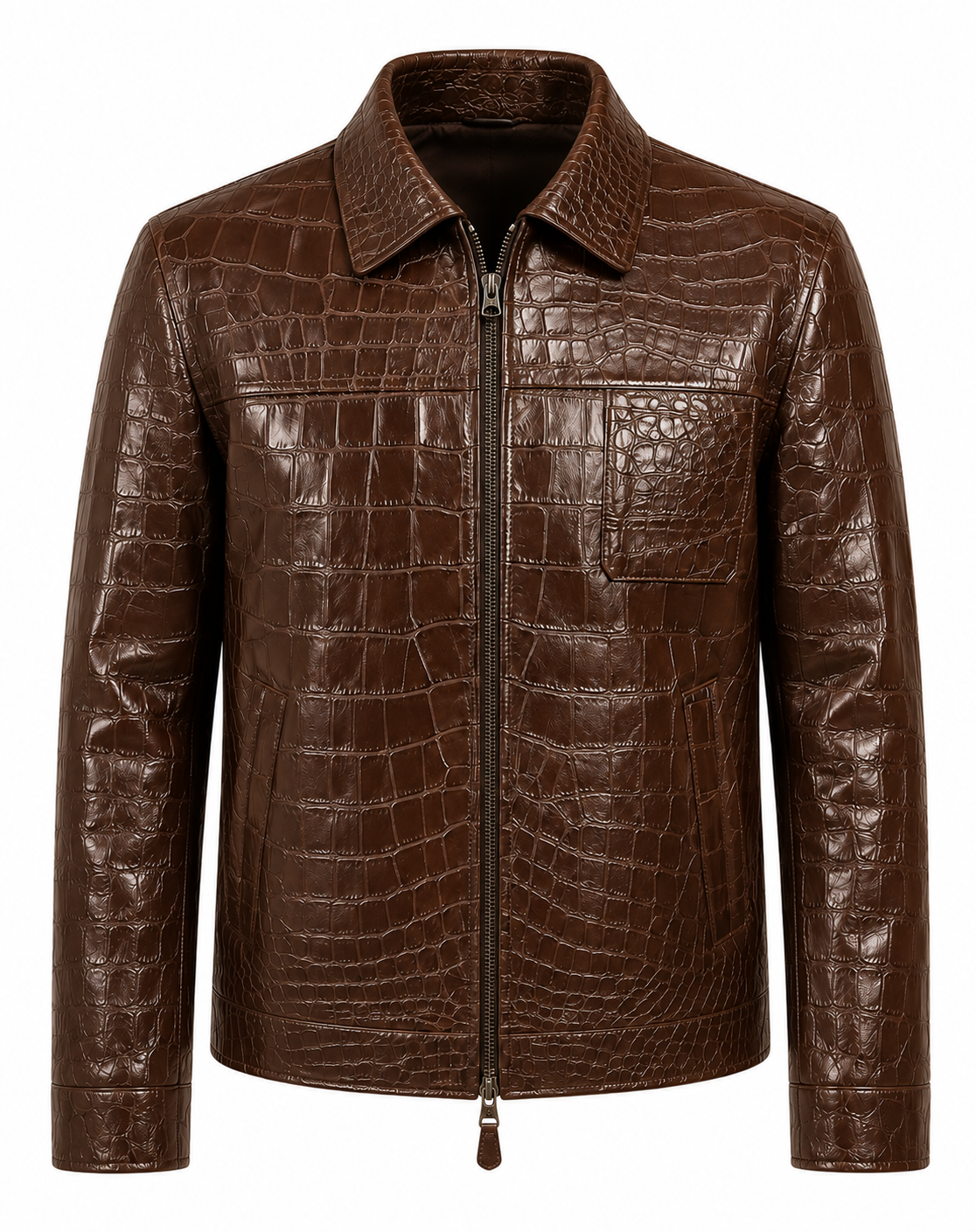 RASHA Croc-Embossed Leather Jacket