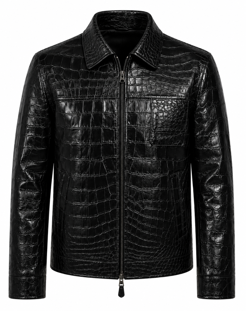 RASHA Croc-Embossed Leather Jacket